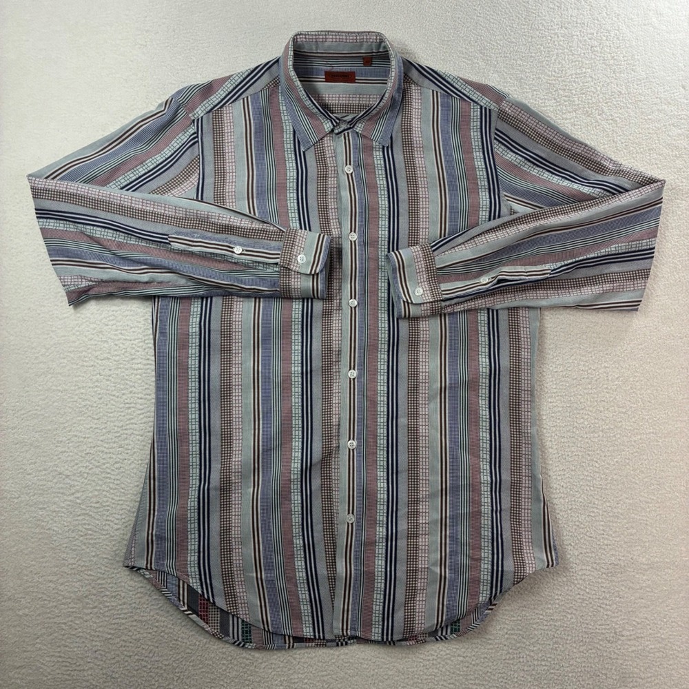 Missoni Button Shirt Mens 50 Multicolor Pattern Striped Long Sleeve Italy Luxury